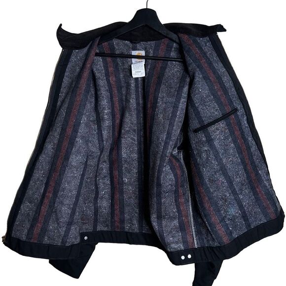 Carhartt Detroit Blanket Lined Black Jacket Sun Fading 48 Tall - Picture 4 of 6